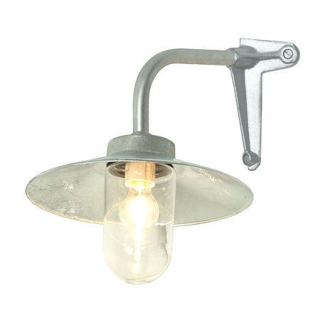 ORIGINAL BTC Exterior Bracket Light, Right Angle, Corner - Galvanised, Clear Glass