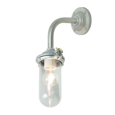 ORIGINAL BTC Exterior Bracket Light, No Ref, R/Angle, Round - Galvanised, Clear Glass
