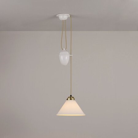 Original BTC Cobb Rise & Fall Small Pendant Light - Pendelleuchte - Naturfarben mit Satinmessing