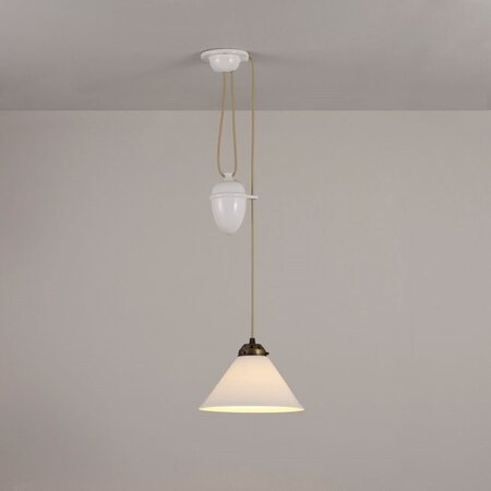 Original BTC Cobb Rise & Fall Small Pendant Light - Pendelleuchte - Natur mit antikem Messing