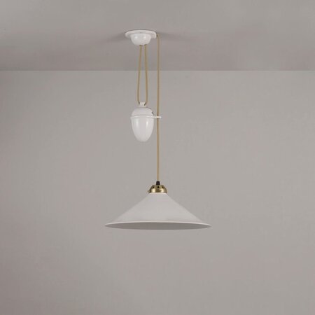 Original BTC Cobb Rise & Fall Large Pendant Light - Pendelleuchte - Naturfarben mit Satinmessing