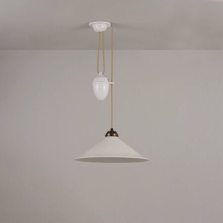 Original BTC Cobb Rise & Fall Large Pendant Light - Pendelleuchte - Naturfarben mit antikem Messing