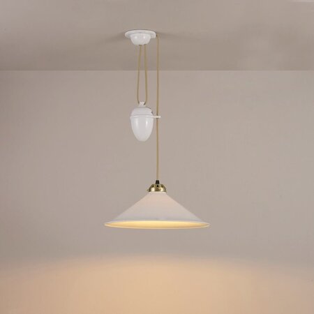 Original BTC Cobb Rise & Fall Large Pendant Light - Pendelleuchte - Naturfarben mit Satinmessing