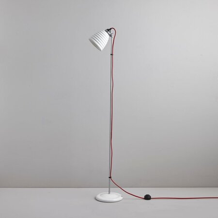 Original BTC Hector Bibendum Floor Light - Stehleuchte - Naturweiß mit rotem geflochtenem Kabel