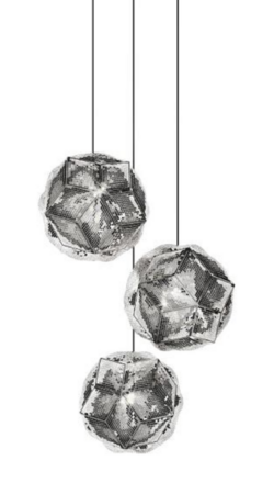 Tom Dixon  PUFF PENDANT SYSTEM ROUND TRIO - Pendelleuchte - Rostfreier Stahl