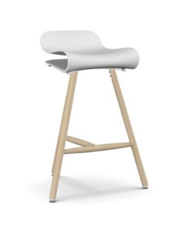 Kristalia BCN Wood Base Hocker- Buche Natur - Sitz Weiss