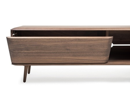 Woak Lowboard Malin With Wooden Legs-walnut