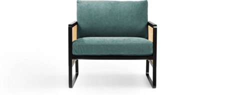 Red Edition Cane Armchair -  Fabric Indian T15 (cat.B) Black Oak