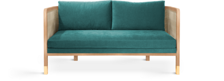 Red Edition Cane Sofa 160 -  Fabric Indian T15 (cat.B) Natural Oak