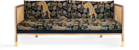 Red Edition Cane sofa 210 -  Fabric Jungle leopard T38 (Cat.D) Natural Oak