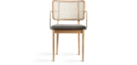 Red Edition Cane Chair - Fabric Caviar T37 (cat. C) - Armrests oak