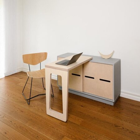 RADIS DREHTISCH MIT SIDEBOARD FOLDY- Hellgraue Vorfarbe, Tisch Aus Eiche Hell