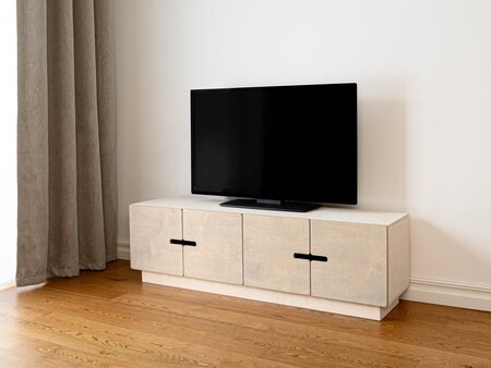 RADIS FERNSEHTISCH PIX 4 TÜREN- Pebble Grey Türen, Weiss Osmo