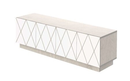 RADIS FERNSEHTISCH ROMB 4 TÜREN- Pebble Grey, Türen Und Schubladen Weiss Cpl