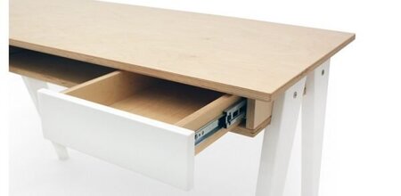 RADIS SCHREIBTISCH HUH- Light Oak, Schubladen Und Beine Weiss Osmo