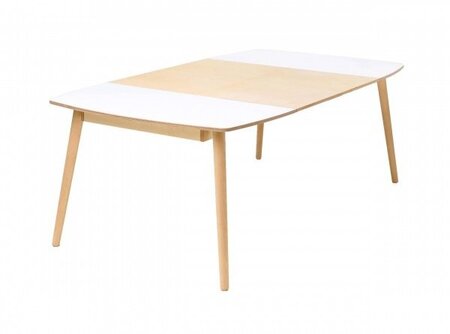 RADIS ESSTISCH NAM-NAM - AUSZIEHBAR- Weiss Hpl, Tischverlängerung Und Beine Light Oak