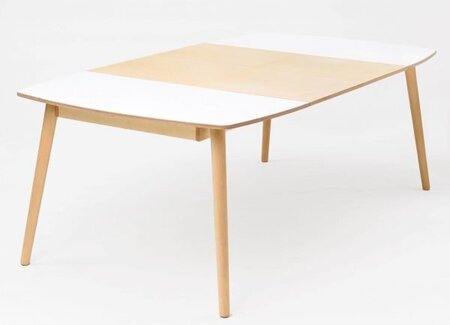 RADIS ESSTISCH NAM-NAM - AUSZIEHBAR- Weiss Hpl, Tischverlängerung Und Beine Light Oak