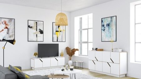 RADIS SIDEBOARD MAZE- 2X4-  WEISS LAMINIERTES SPERRHOLZ