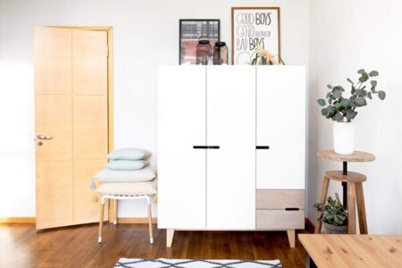 RADIS KLEIDERSCHRANK HUH, 3 TÜREN - LIGHT OAK, VERTICALE handgrepen