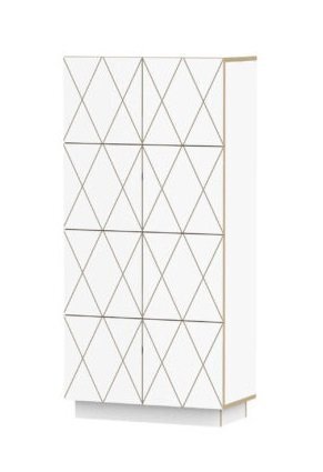 SIDEBOARD ROMB 4X2 8 TÜREN-  WEISS LAMINIERTES SPERRHOLZ