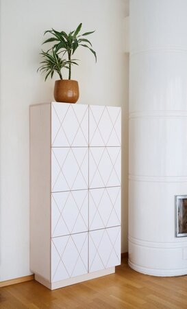 SIDEBOARD ROMB 4X2 8 TÜREN-  WEISS OSMO, Türen WEISS CPL