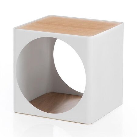 B Line Ring Container - Ring Container weiß/Eichenholz/38x38cm