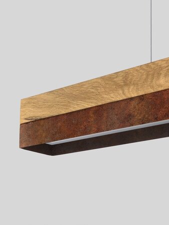 GantLights C-serie corten Pendelleucht Cortenstahl- Eichenholz