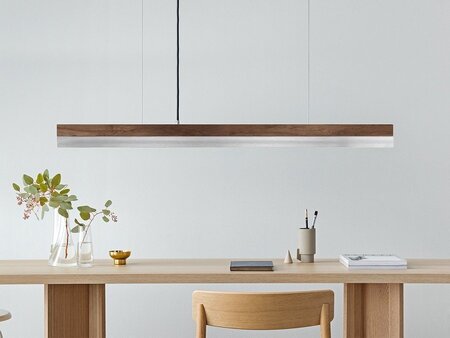 GantLights C1 stainless Pendelleuchte Edelstahl- Nussholz