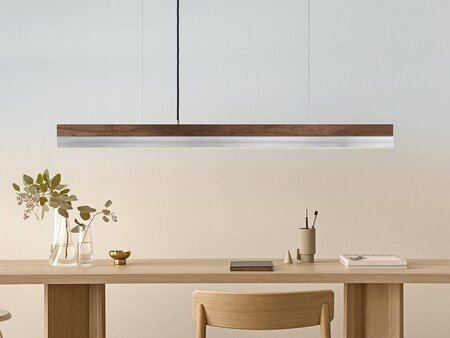 GantLights C1 stainless Pendelleuchte Edelstahl- Nussholz