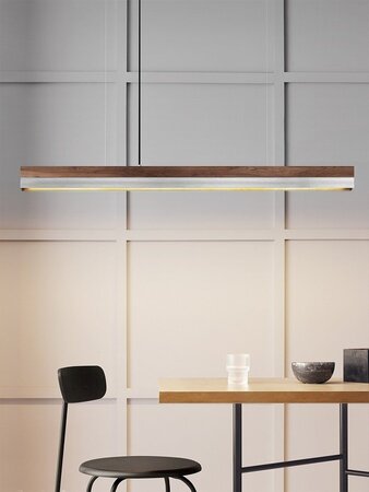 GantLights C1 stainless Pendelleuchte Edelstahl- Nussholz