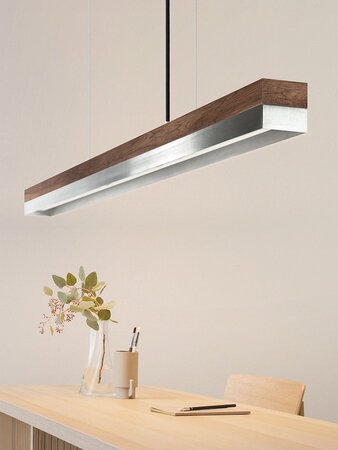 GantLights C3 stainless Pendelleuchte Edelstahl- Nussholz