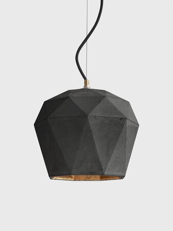 Gantlights T4 - große Hängeleuchte trianguliert - Dunkler Beton - Schwarz - Gold