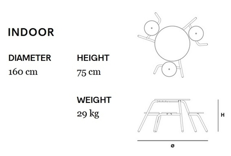 Extremis Virus 3-Seater Indoor Picnic Table