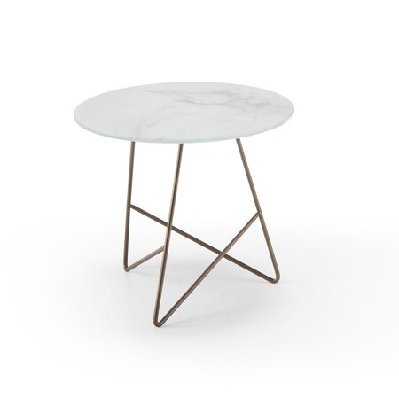 MemeDesign Ermione Metall/Glas - Couchtisch - Ø 50 x H 44 cm - Rame - Calacatta