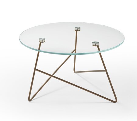 MemeDesign Ermione Metall/Glas - Couchtisch - Ø 65 x H 35 cm - Rame - Extra Clear Glass
