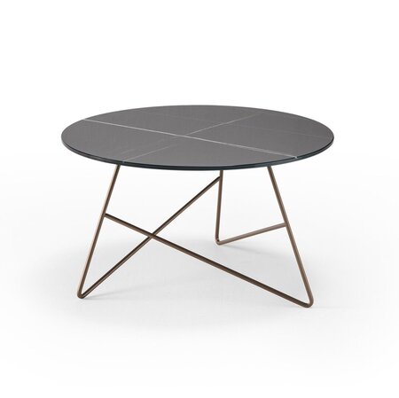 MemeDesign Ermione Metall/Glas - Couchtisch - Ø 65 x H 35 cm - Rame - Sahara Black