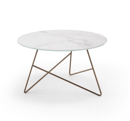MemeDesign Ermione Metall/Glas - Couchtisch - Ø 65 x H 35 cm - Rame - Calacatta