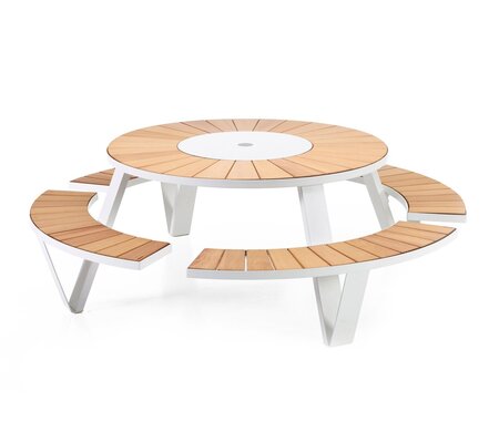 Extremis Pantagruel - runder Picknicktisch - Iroko - White