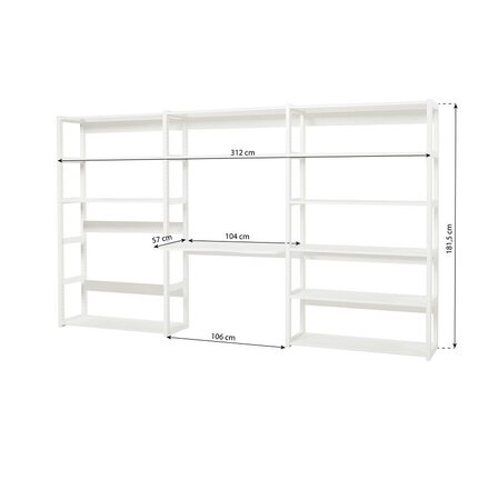 Hoppekids STOREY bookshelf with 3 sections - 100 x 100 x 100 cm