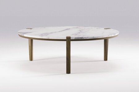 Wewood Corner-Runder Couchtisch-Walnuss Premium Marmor
