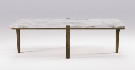 Wewood Corner-Rechteckiger Couchtisch-Walnuss Standard Marmor