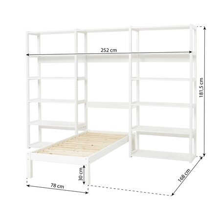 Hoppekids STOREY Regalsystem mit Juniorbett - Regal 80 cm Juniorbett 70x160cm weiß
