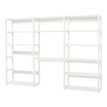 Hoppekids STOREY Bücherregal mit 3 Abschnitten und Schreibtisch - 12 Ablagen und einem 80 cm breiten Schreibtisch weiß