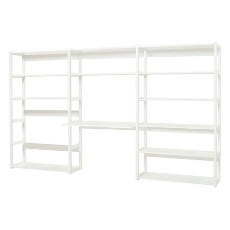 Hoppekids STOREY Bücherregal mit 3 Abschnitten und Schreibtisch - 12 Ablagen und einem 100 cm breiten Schreibtisch weiß