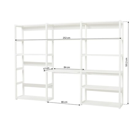Hoppekids STOREY Bücherregal mit 3 Abschnitten und Schreibtisch - 12 Ablagen und einem 100 cm breiten Schreibtisch weiß