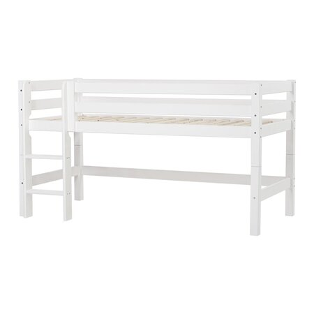 Hoppekids ECO Luxury Halbhochbett 90x200cm mit gerader Leiter weiß