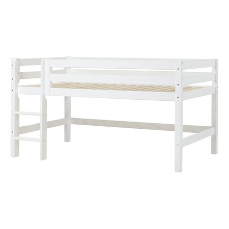 Hoppekids ECO Luxury Halbhochbett 120x200 cm mit gerader Leiter weiß