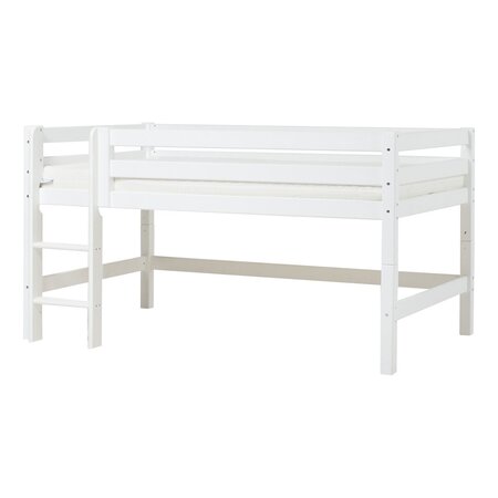 Hoppekids ECO Luxury Halbhochbett 120x200 cm mit gerader Leiter weiß