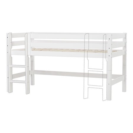 Hoppekids ECO Luxury Halbhochbett 120x200 cm mit gerader Leiter weiß