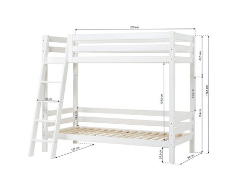 Hoppekids ECO Luxury Hohes Etagenbett: L209 x B124 x H177 cm